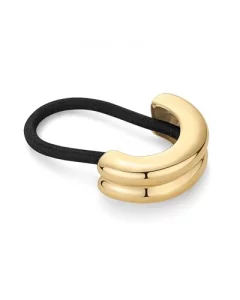PAVOI 14K Yellow Gold Double Arch Waterproof Chunky Metal Hair Band Ponytail Holders for Women - Stainless Steel Statement Cuff Fashion Accessories -
