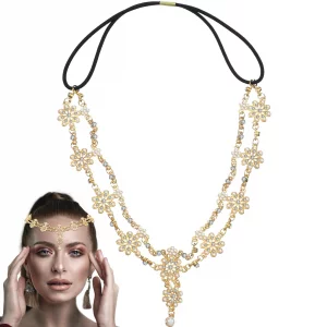 Luinabio Head Chain Jewelry Headpiece Rhinestone Wedding Headband Headpiece Bohemian Style Rhinestone Headband Diamond Head Chain Hair Accessories fo