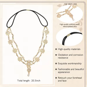 Luinabio Head Chain Jewelry Headpiece Rhinestone Wedding Headband Headpiece Bohemian Style Rhinestone Headband Diamond Head Chain Hair Accessories fo