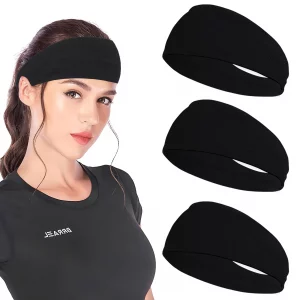 JOYOYO 3 Pack 9cm Unisex Headbands for Women's Hair Soft Stretchy Fabric Kylie Head Band Bandeaux Hair Accessories for Workout Gym Yoga Hair Band(Bla