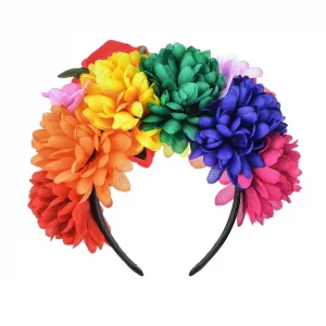 DreamLily Rose Flower Crown Headband Halloween Party Costume Headpiece NC26 (Rainbow colorful)