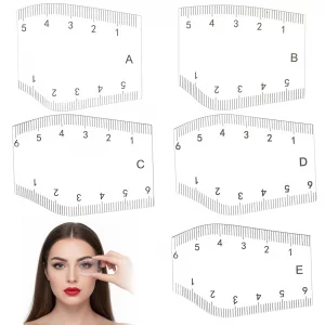 Molain 5Pcs Professional Eyebrow Mapping Kit, Arch Brow Mapping Ruler Reusable Transparent Shaping Ruler Stencils for Precise Microblading Brow Desig