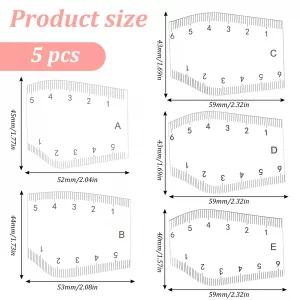 Molain 5Pcs Professional Eyebrow Mapping Kit, Arch Brow Mapping Ruler Reusable Transparent Shaping Ruler Stencils for Precise Microblading Brow Desig