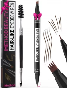iMethod Eyebrow Pen - Eyebrow Pencil Magical 2-in-1 Eye Brow Pencils for Women with 4-Fork-Tip & Precise Brush-Tip for Natural Hair-Like Brows, Last 