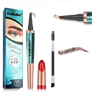 YeMoMo 4-Tip Eyebrow Pencil, Waterproof Long-Lasting, Rose Gold, 4 Colors Available - Light Coffee, Dark Coffee, Grey, Black (2#Dark Coffee)