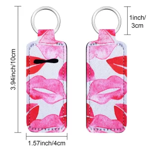 Frienda 12 Pieces Lipstick Holder Keychain - Neoprene Lip Balm Sleeve with Metal Ring, for Travel, Birthday Gifts & Lanyards