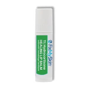 FixMySkin 1% Hydrocortisone Healing Lip Balm, Unflavored - Soothes Dry, Cracked & Irritated Lips, Relieves Chapped Lips, Cold Sores & Eczema, Dermato
