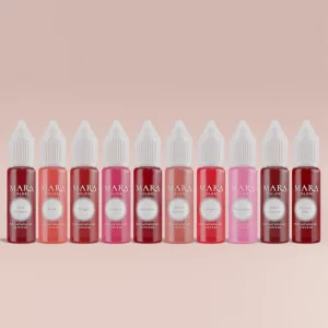MARA PRO Full Lip Pigments Set - 10 Professional Permanent Makeup Pigments for Lip Blush and Shading
