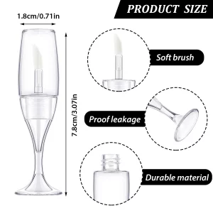 Maitys 20 Pcs 8 Ml/ 0.27 oz Lip Gloss Tubes Mini Wineglass Shaped Empty Lip Gloss Tube Lip Balm Containers Mini Refillable Bottles Lip Glaze Containe