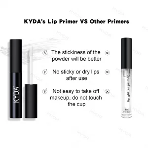 KYDA 3 Colors Glitter Lip Kit, Diamond Metllic High Pigmented Powder for Lips Cosmetics, Glitter Lips Makeup,with Lip Primer and Brush, Long Wear-Set