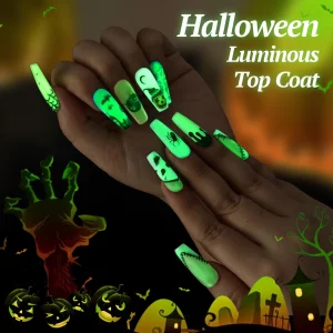 U-Shinein Glow In The Dark Gel, Glow Transparent Nail Top Coat, Long-lasting Luminous Nail Gel Top Coat for Nail Art, UV LED Needed Perfect with Any 