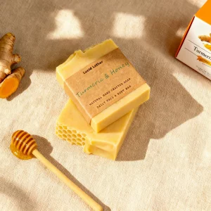 cidcous Turmeric Honey Handmade Soap - Brightening Soap for Fading Dark Spots and Acne Marks, with Triple Moisturizing Power from Olive Oil, Castor O