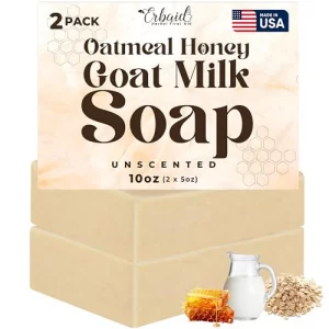 Oatmeal Soap - Natural Oatmeal & Honey Goat Milk Soap Bar - Face & Body Wash for Eczema, Psoriasis, Dry, Itchy, Sensitive Skin Relief - Unscented Was