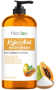 Ganskin Kojic Acid Soap for Hyperpigmentation - Skin Brightening Kojic Papaya Body Wash - Dark Spot Soap Reduces Acne, Scars, and Evens Tone - Turmer