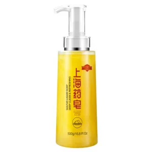Bee & Flower Sulfur Soap Liquid Shampoo & Body Wash - Daily Head to Toe Skin Care Product for Men and Women - 16.8 Fl Oz - Pack of 1