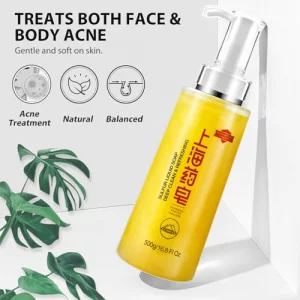 Bee & Flower Sulfur Soap Liquid Shampoo & Body Wash - Daily Head to Toe Skin Care Product for Men and Women - 16.8 Fl Oz - Pack of 1