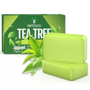 Natouch Antifungal Antibacterial Soap Bar for Face & Body Wash, Medicated Bar Soap for Skin Fungus, Jock Itch, Ringworm & Athlete's Foot with Tea Tre