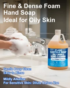 FLOWHYET 1 Gallon Pure Castile Soap Liquid, Organic Hand Soap Refill, Natural For Hand, Body Wash, Dishes, Home Cleaning Oily Skin, Fragrance Free Ve