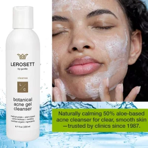 LEROSETT Botanical Acne Cleanser, Foaming Gel Face Wash for Acne Prone, Vegan, Blackheads & Oily Skin 50% Calming Aloe, 2% Salicylic Acid, All Skin T
