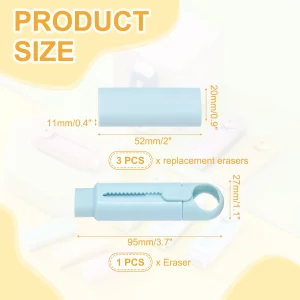 PATIKIL 4 PCS Erasers, Sliding Retractable Eraser Push Pull Cute Pencil Erasers Soft Large Easy to Clean with Plastic Sleeve for Sketching Drawing Ar