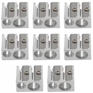 Bonsicoky 8 Pack Handheld Metal Pencil Sharpener with 2 Holes - Aluminum Alloy Sharpener for Standard Size Pencils