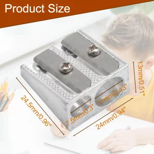 Bonsicoky 8 Pack Handheld Metal Pencil Sharpener with 2 Holes - Aluminum Alloy Sharpener for Standard Size Pencils
