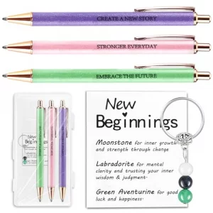 Going Away Gifts for Coworkers Women New Beginning Gifts Farewell Gift Crystal Keychain Fancy Pen Set Divorce Gift Goodbye Present Inspirational Enco