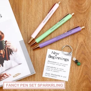 Going Away Gifts for Coworkers Women New Beginning Gifts Farewell Gift Crystal Keychain Fancy Pen Set Divorce Gift Goodbye Present Inspirational Enco