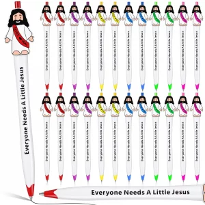 Landical 24 Pcs Little Jesus Figures Ballpoint Pen Original Design Christian Pens Bulk for Adult Religious Party Favors Sunday Baptism Gifts(Every Ne