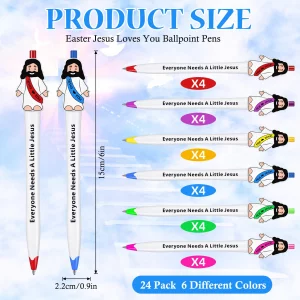 Landical 24 Pcs Little Jesus Figures Ballpoint Pen Original Design Christian Pens Bulk for Adult Religious Party Favors Sunday Baptism Gifts(Every Ne