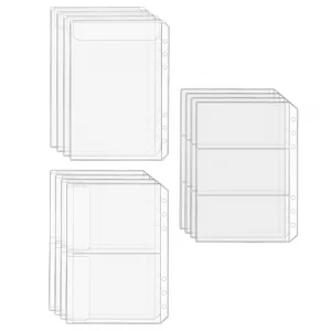 A6 Binder Inserts, 12PCS A6 Size 6 Holes Binder Pockets, A6 Binders Inserts Sleeves Premium Clear Binders Zipper Folders Document Filing Bags for 6-R