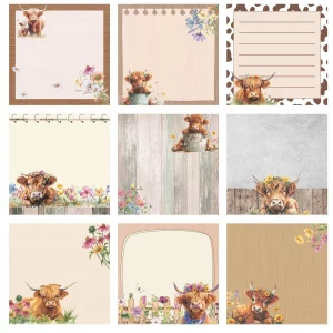 Saypacck 9 Pads Highland Cow Sticky Notes 3x3 Inch Cute Self Stick Notepads Notes Adhesive Memo Pad Office Decor Gifts for Students School Teacher Me