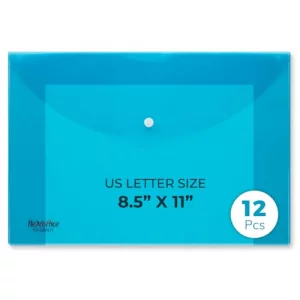 FLEXOFFICE 12 Pack Blue Plastic Envelopes with Snap Closure, Legal Size, 15