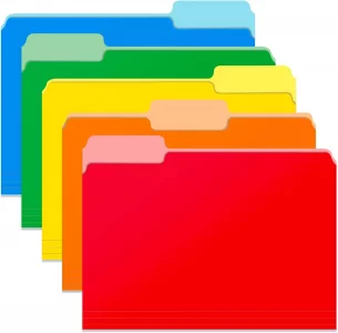 Two Tone Color File Folders 8.5 x 11 Inch, 1/3 Cut Tab File Folders Letter Size, Assorted Colors, Blue Red Green Yellow Orange Manila File Folders, S