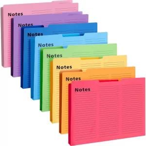 Shindel 16 Pack File Folders Letter Size, Notes Tabbed File Folders with Tabs, 9.6 x 11.5 Inch, 1/3 Cut Tabs, Manilla Letter Size Folder for Back to 