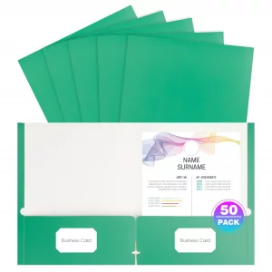 50 Pack Folders with Pockets, Pocket Folders Fit Letter Size Paper, with Business Card Slot, 2-Pocket Folder for School Office Home Business