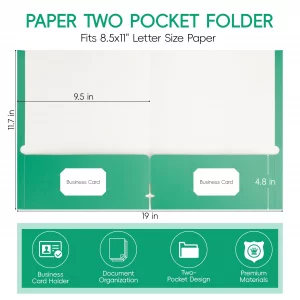 50 Pack Folders with Pockets, Pocket Folders Fit Letter Size Paper, with Business Card Slot, 2-Pocket Folder for School Office Home Business