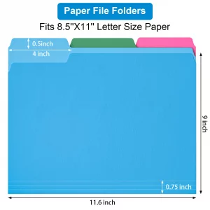HABGP 120 Pcs Manilla Folders 8.5 x 11 Inch, 1/3-Cut Tab Colored File Folders Letter Size, Paper Folders Aesthetic, School Business Office Manila Fil