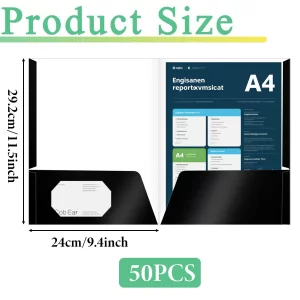 50 Pack 2-Pocket Glossy Presentation Folders, Letter Size Paper Portfolios with Pockets, Laminated File Folders for Teachers, Office, and Workplace U