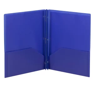 Smead Poly Two-Pocket Folder, Tang-Style Fastener, Letter Size, Dark Blue, 25 per Box (87726)