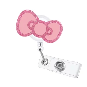 CTOHN Bow Badge Holder Reels, Cute Retractable Pink Bows Nurse Nursing Badge Clips for School Students Pediatric Medical Assistant ID Badges Name Tag