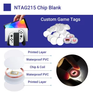 Origin-Joy 20 PCS NFC Tags, NTAG215 Blank Waterproof 25mm Round Coin NFT Chips with Adhesive, Programmable & Rewritable, Compatible with Amiibo, TagM