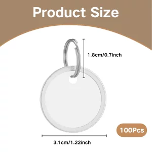 100pcs Metal Rim Tags,Round for Key Paper Tags with Metal Rings for Car Keys and Door Keys,White