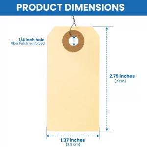 Perco Manila Shipping Tags with Metal Wires  Small Durable Blank Paper Tags 2? x 1??  Ideal for Labeling and Inventory Use  Box of 500