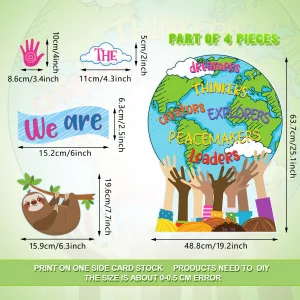 Gersoniel 67 Pcs One World Together We are and Together We Can Change The World Classroom Bulletin Board Set Decorations Back to School Board Border 