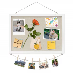 DAHAPYBOO Cork Board with Linen White,Bulletin Board 17