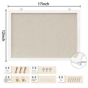 DAHAPYBOO Cork Board with Linen White,Bulletin Board 17