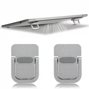 Apausvcm 2Pcs Keyboard Riser, Self-Adhesive Mini Keyboard Stand for Desk Portable Laptop Feet Foldable Keyboards Lift for Most Keyboards (Silver)