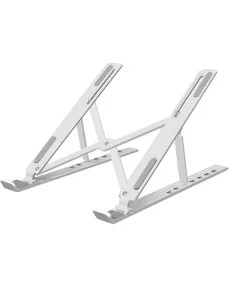 PAVNSO Adjustable Laptop Stand, Portable Laptop Riser Foldable Ventilated Notebook Holder, Cooling Stand for Desk/Tablets (Silver)