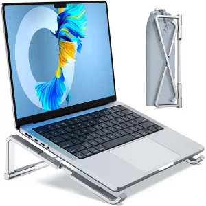MOKURU Laptop Stand for Desk, Aluminum Computer Stand for Laptop, Foldable Laptop Riser, Portable Laptop Stand, Compatible for MacBook Pro/Air, Dell,